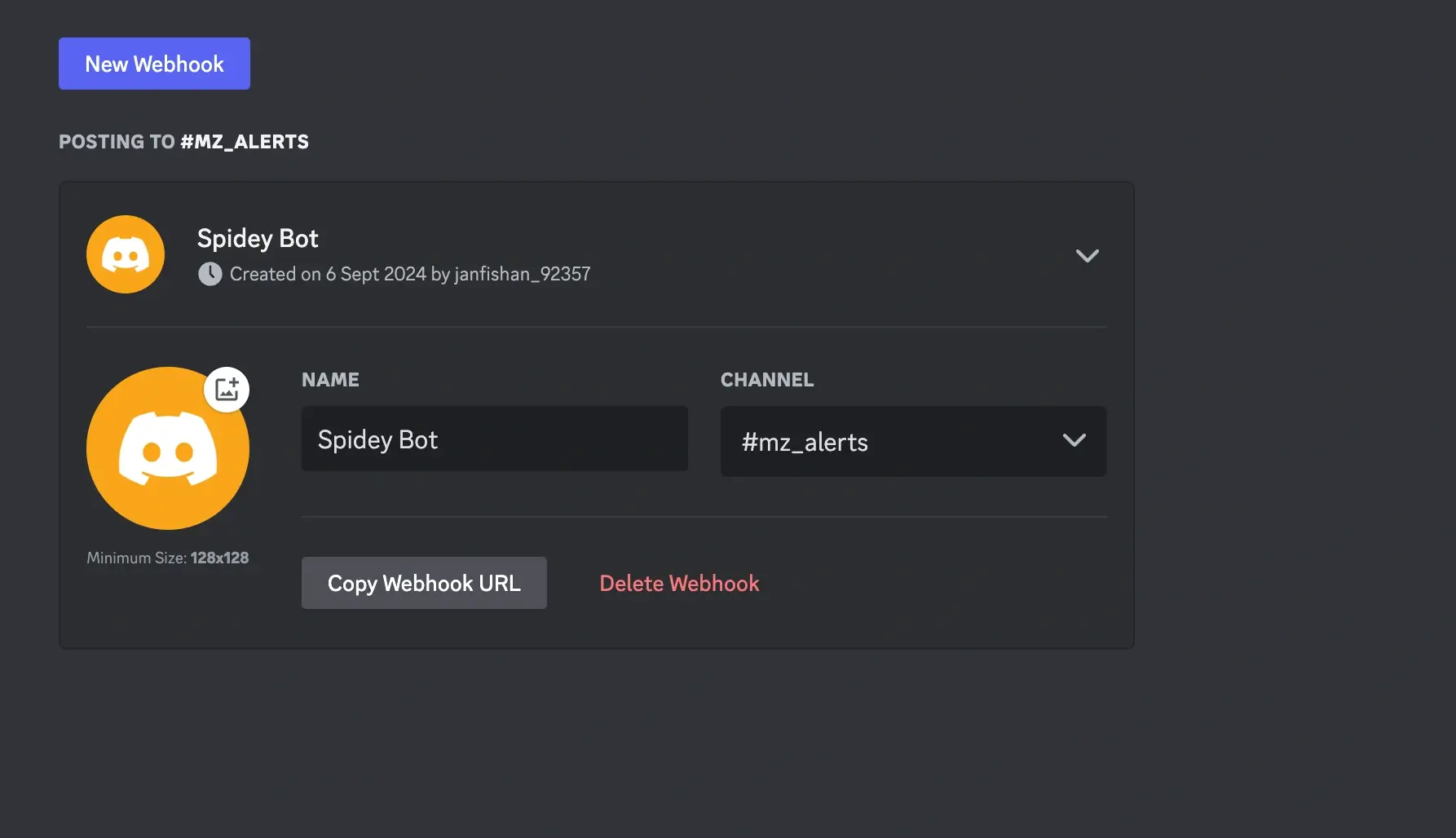Discord webhook screenshot