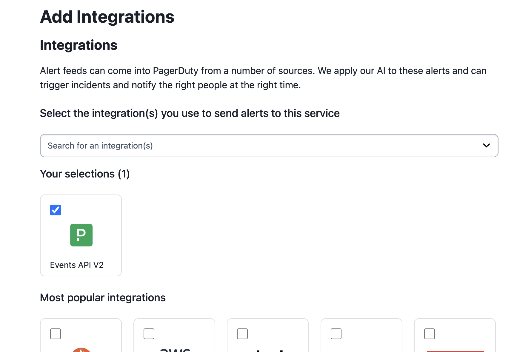 PagerDuty integration screenshot