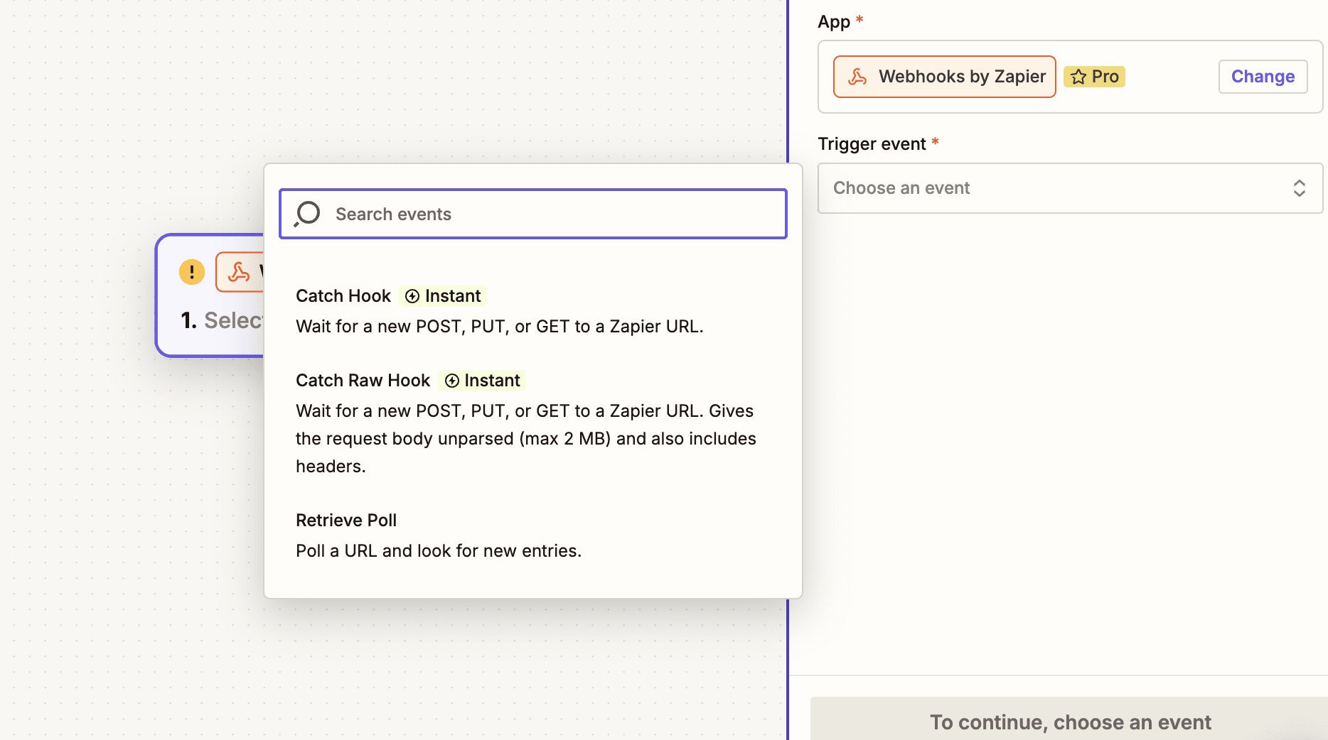 Zapier webhook URL screenshot