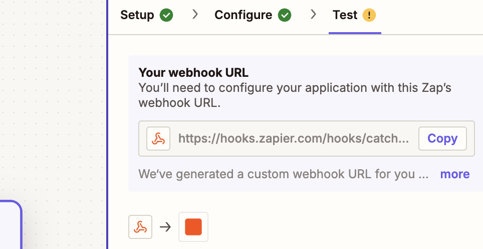 Zapier webhook integration screenshot
